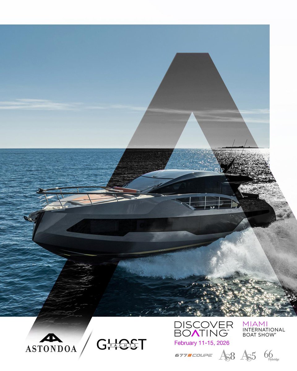 astondoayacht's tweet image. Miami, meet excellence🌟
Discover the Astondoa models redefining luxury yachting at the Miami International Boat Show.
Crafted to be admired. Built to be experienced.
#MiamiBoatShow #Astondoa #Yachting #LuxuryYachting #Miami #náutica 🇪🇦