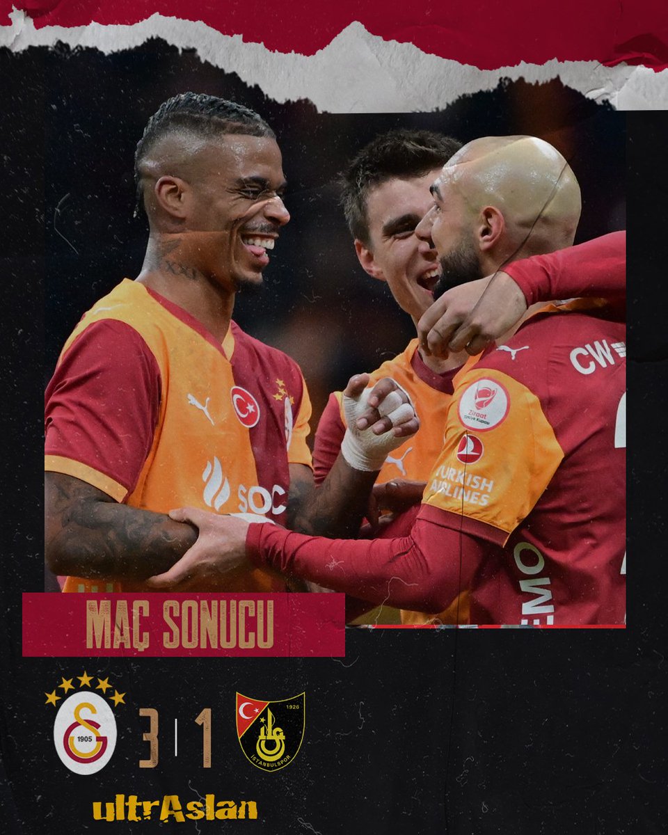 🏆 Türkiye Kupası | Grup Aşaması 3. Hafta

🟨🟥 MAÇ SONUCU 

GALATASARAYIMIZ 3 - 1 İstanbulspor

⚽️ 5' Mauro Icardi
⚽️ 24' Lucas Torreira
⚽️ 33' Ahmed Kutucu

#ultrAslan