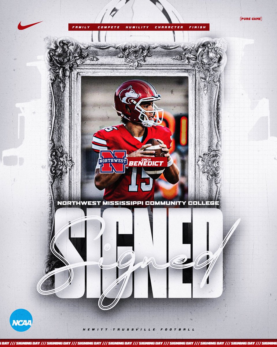 HuskyFast's tweet photo. Congratulations to Zach Benedict on signing with Northwest Mississippi @NWCC_Football @ZachQB15 https://t.co/0NGRIICvGY