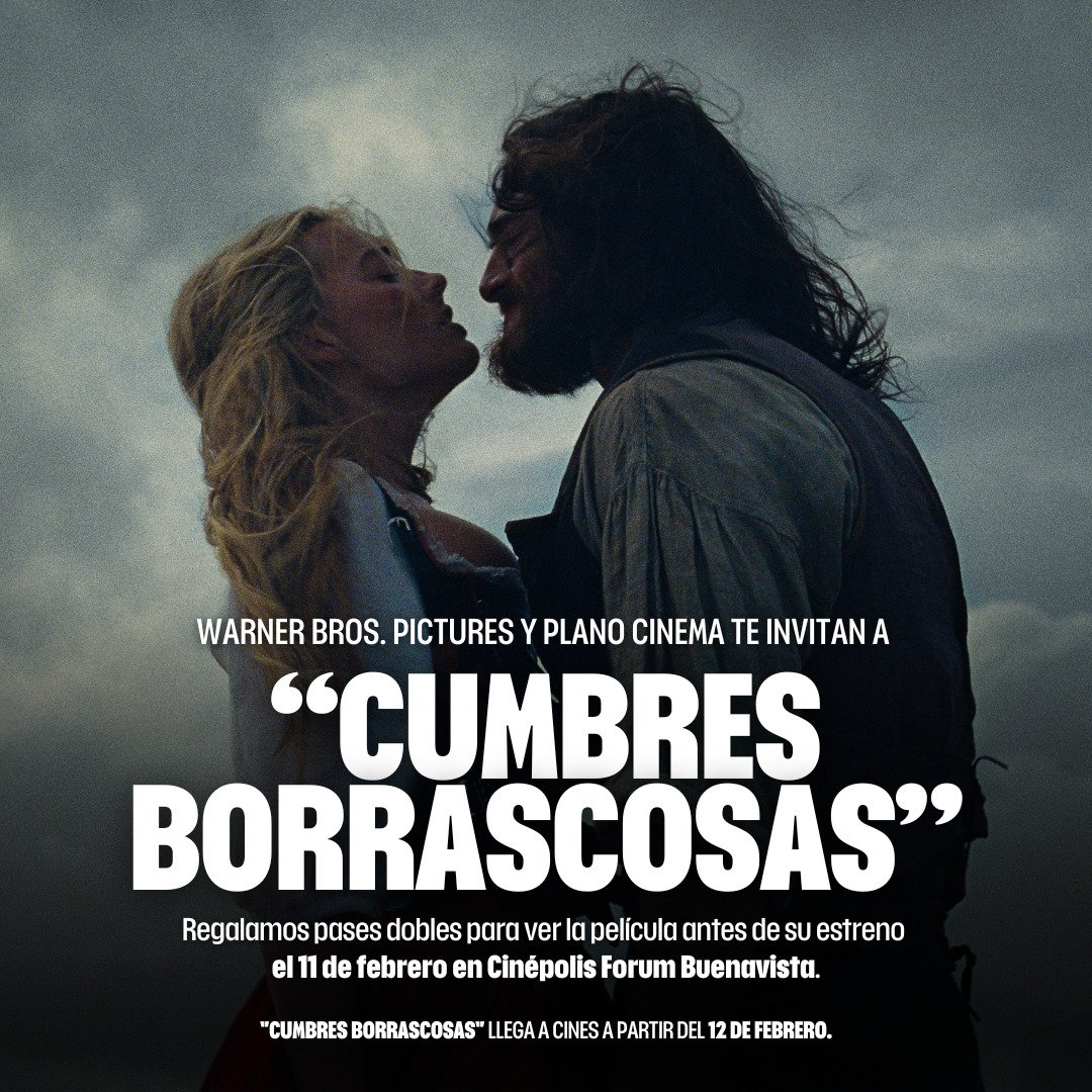 🎬 ¡GANA PASES!🎬

Tenemos pases dobles para Cumbres Borrascosas 🌫️🔥

¿Quieres ir? 👇
✔️ Dale like y RT a esta publicación
✔️ Sigue a <a href="/WBPictures_Mx/">WB Pictures México</a> y <a href="/Plano_Cinema/">Plano Cinema 🍿</a>
✔️ Comenta la fecha de estreno de la película

✨ Los ganadores serán seleccionados de manera aleatoria.