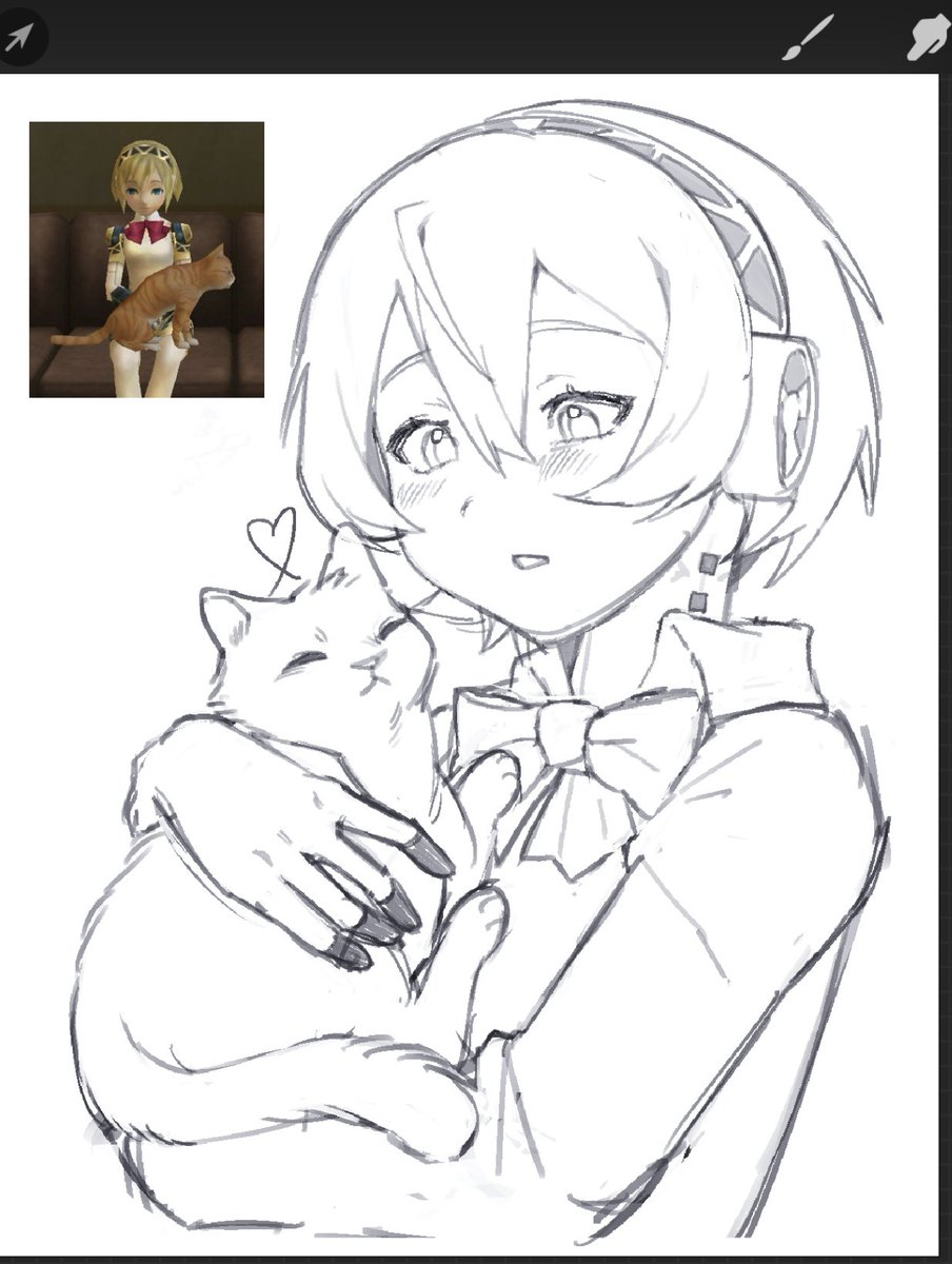 compactform's tweet photo. aigis with a cat 🐈 https://t.co/0GO9PNGZh4