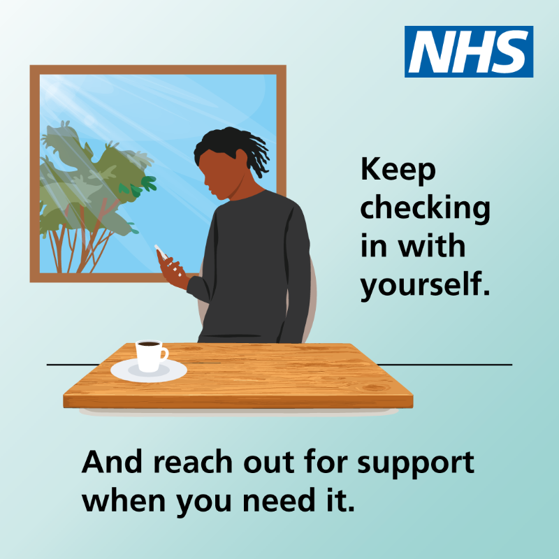 NHSuk's tweet photo. It’s #TimeToTalk Day. 

You don’t need perfect words to talk about your mental health. 

Just a small conversation with someone you trust can make a difference. 

Swipe through for simple ways to start.