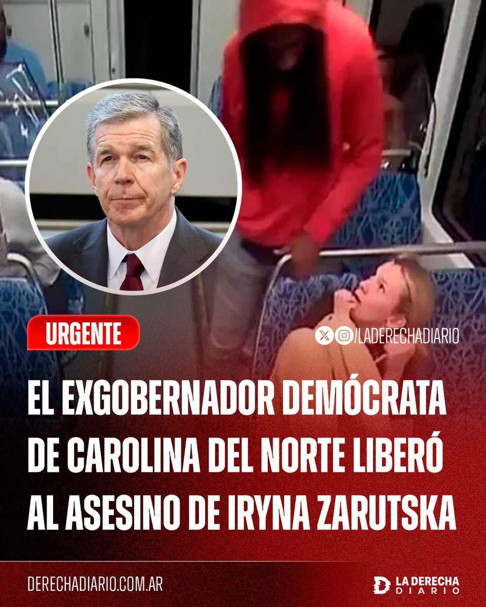 🚨🇺🇸 | TIENEN QUE PAGAR: Se reveló que el exgobernador demócrata de Carolina del Norte, Roy Cooper, fue el responsable de la muerte de Iryna Zarutska al aprobar una liberación masiva de presos, entre quienes se encontraba el afroamericano asesino Decarlos Brown Jr.