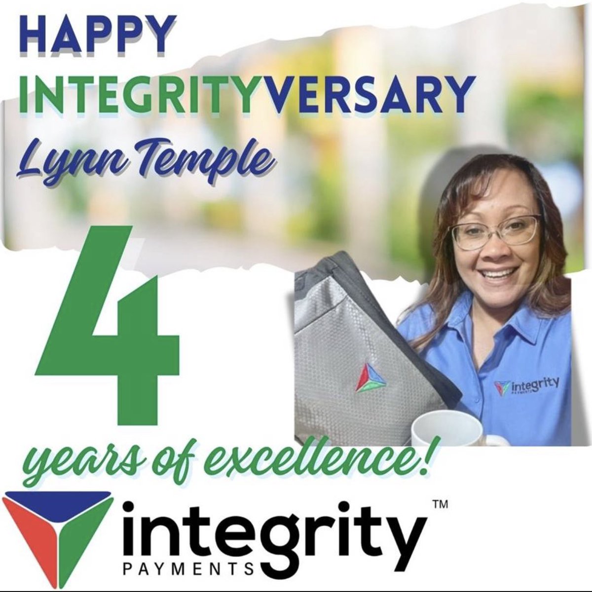 #IntegrityPayments wishes a very
HAPPY 4 YEAR ANNIVERSARY
to  Lynn Temple!! 

We truly cannot say enough about Lynn. Her willingness to help, support, and guide our agents (whether on her direct team or not) goes far beyond! 

#TeamIntegrity

HAPPY 4th ANNIVERSARY!