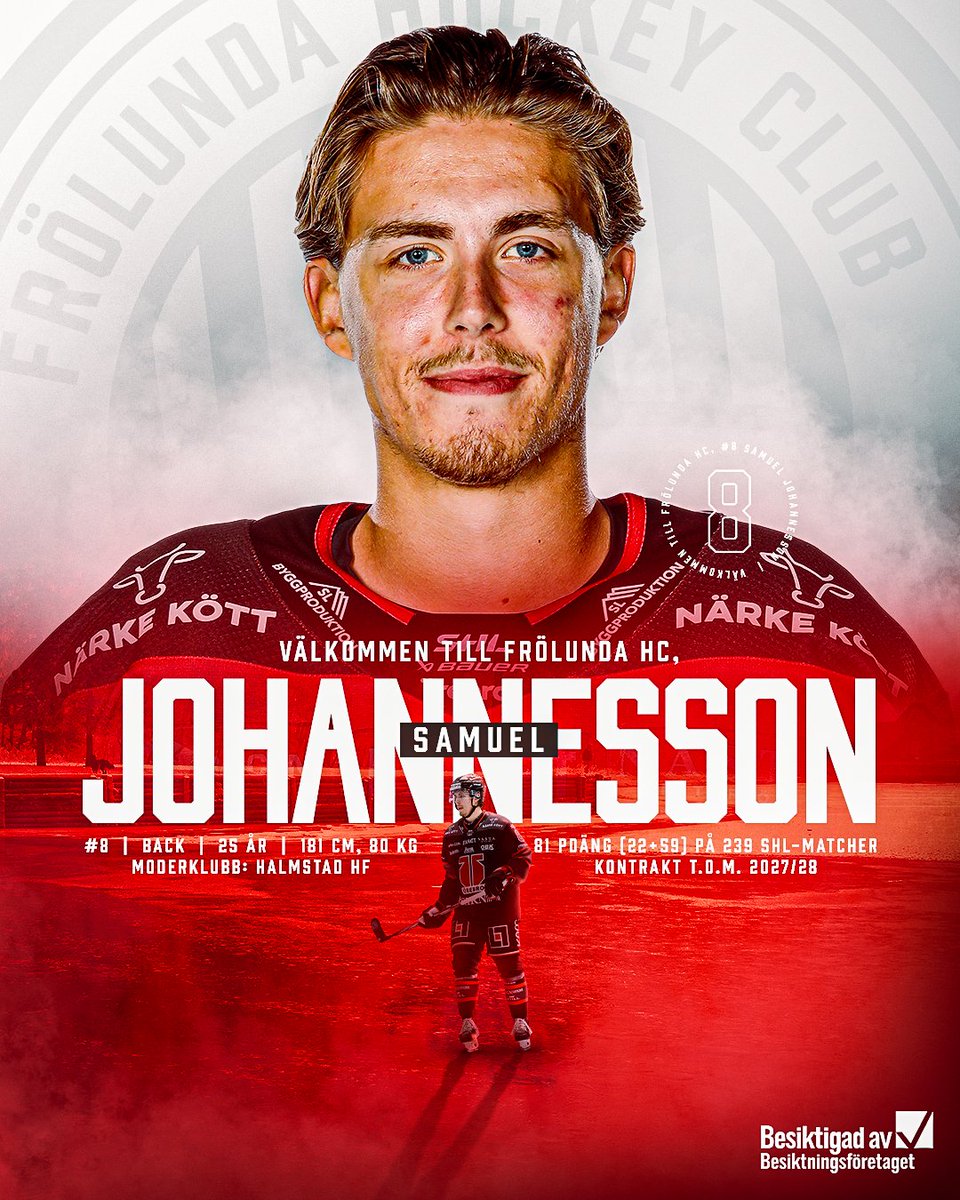 VÄLKOMMEN TILL FRÖLUNDA HC, SAMUEL JOHANNESSON!

Det är klart, Samuel Johannesson ansluter truppen omgående och förstärker vår backsida. Han kommer spela med #8 på ryggen och kontraktet sträcker sig till och med 2027/28.

Välkommen, Samuel!