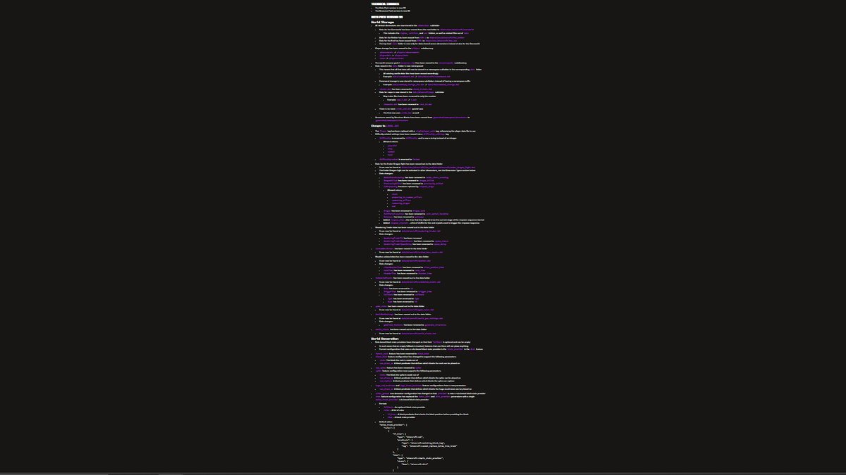 WitherKing001's tweet image. My suspicions seem to be correct.
The lack of major features and the many technical changes lead me to believe that this drop is another Buzzy Bees situation.
As in, it exists primarily to refine the code and prepare for FUTURE additions rather than adding new things.
#Minecraft
