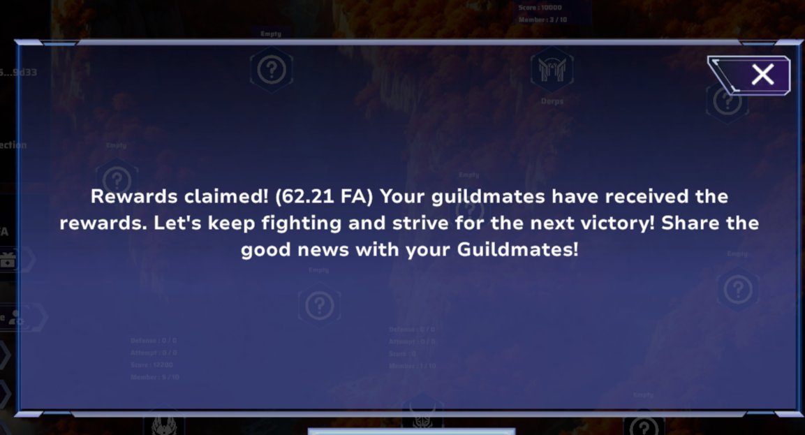Last week Derps finished 4th in the Guild War and 
I bagged 167 $FA in rewards 💰

So yea, even if someone lost every attack it would have been profitable..

Guild Wars is just one part of <a href="/FateAdventure/">FateAdventure (RPG)💫</a>, check out the below for more P2E activities 👇