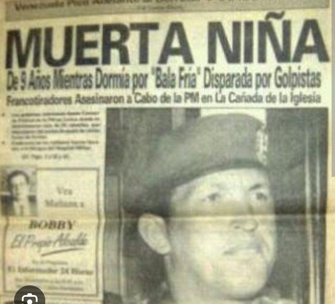 Lorenana1111's tweet image. Noelia fue una víctima inocente, vivía en un apartamento en la Avenida Sucre de Caracas, cerca del Palacio de Miraflores. Durante la madrugada, una ráfaga de fusil (un FAL utilizado por los militares sublevados) atravesó la ventana mientras ella dormía, causándole la muerte