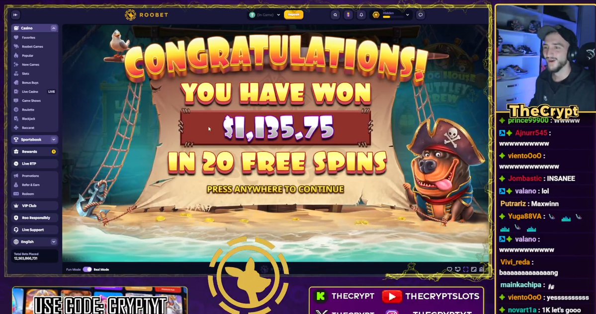 🔥 BIG WIN!
$1,135.75 hit on The Dog House: Muttley Crew 🐶💰
Live just ended on Kick - 200 viewers and $100+ given back in giveaways.

Appreciate everyone who pulled up 🙏
More madness soon 👀

Join on discord: discord.gg/thecryptdc