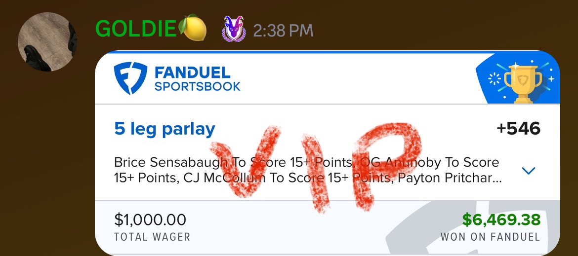 <a href="/DavidParlays/">David 🥶</a> with 2 TROPHIES last night 🔥 🏆 &amp; <a href="/GoldieCapone_/">G🍋LDiE</a> feeding VIP DUBS per usual 🆓💰

🇲🇽 x 🍋 

Lock in with us to get free plays daily 🆓 

LINK IN BIO 🚀