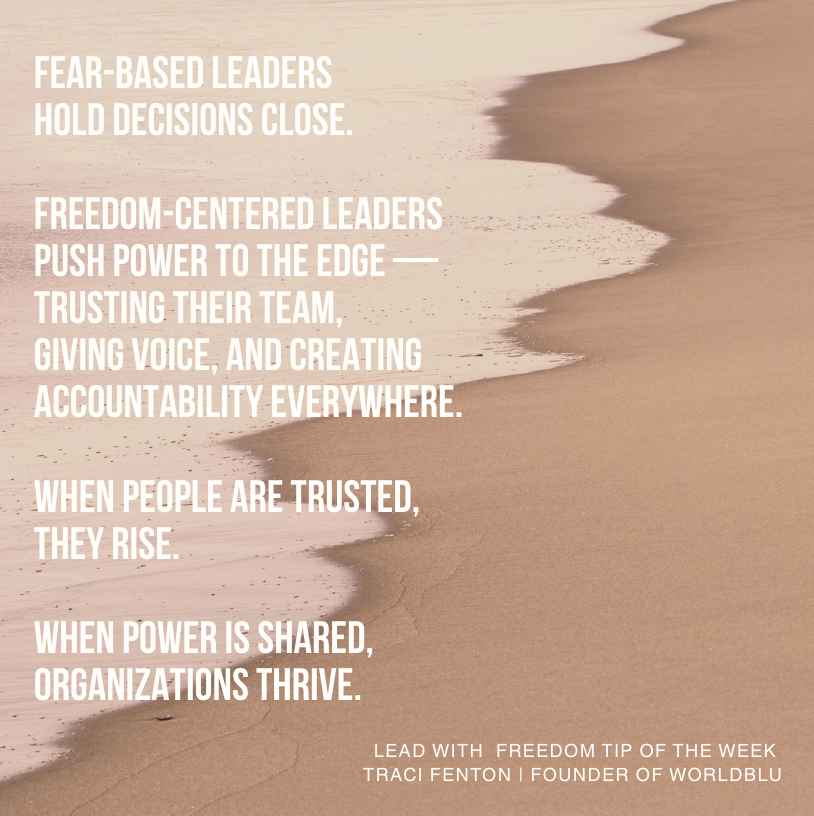 realWorldBlu's tweet photo. Biggest problem in many companies isn’t what’s said—it’s what isn’t. When people don’t feel safe to speak up, everything slows down. Trust + decentralized power changes that. Where could you push power to the edge? https://t.co/xpi4n2DMUX