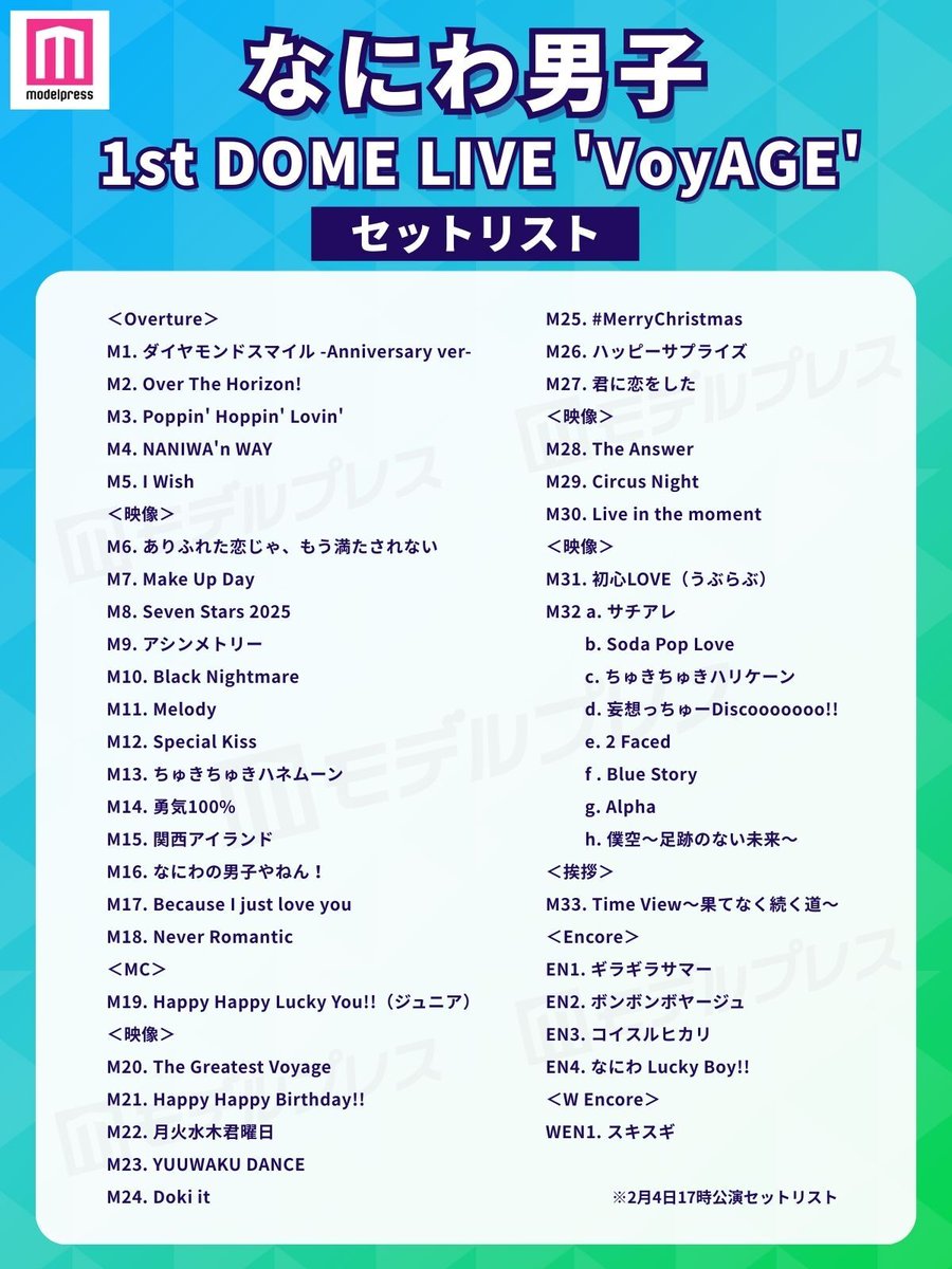 なにわ男子 1st DOME LIVE 'VoyAGE' セットリスト公開