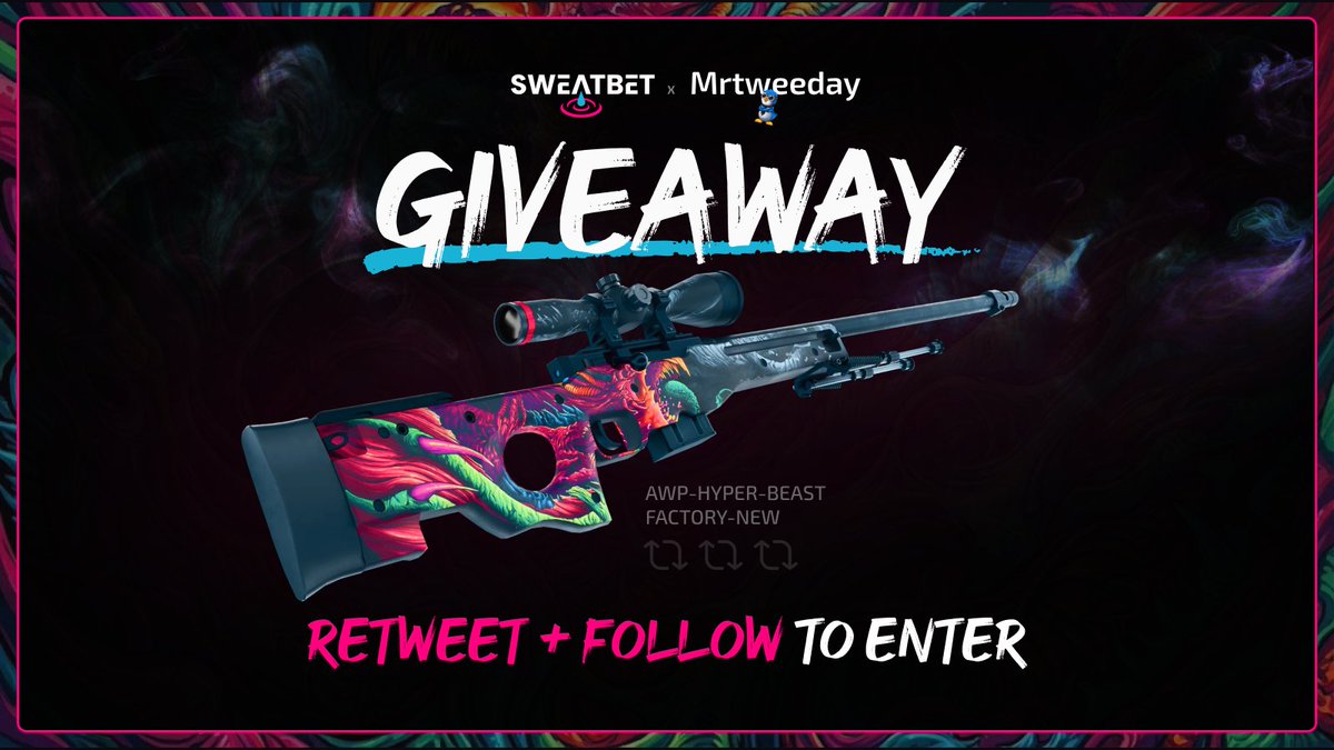 Mrtweeday's tweet image. I'm giving away an ~$250 AWP Hyper Beast (FN) with @sweatbetio to one of you.😄

To enter:
✅ Follow @sweatbetio + @Mrtweeday
✅ Like &amp;amp; Retweet this post

Winner announced in 14 days from now.
GLHF❤️