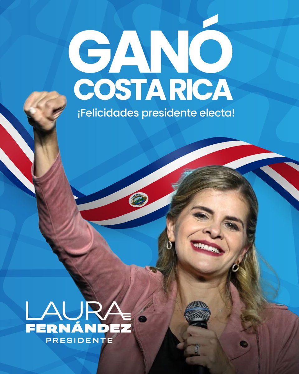Quiero felicitar a la Presidente electa de la República, Laura Fernández.

La conocí como Ministra de MIDEPLAN y después como Ministra de la Presidencia, desde entonces conozco su capacidad de negociación y su visión amplia para el país.

El domingo fue una verdadera fiesta