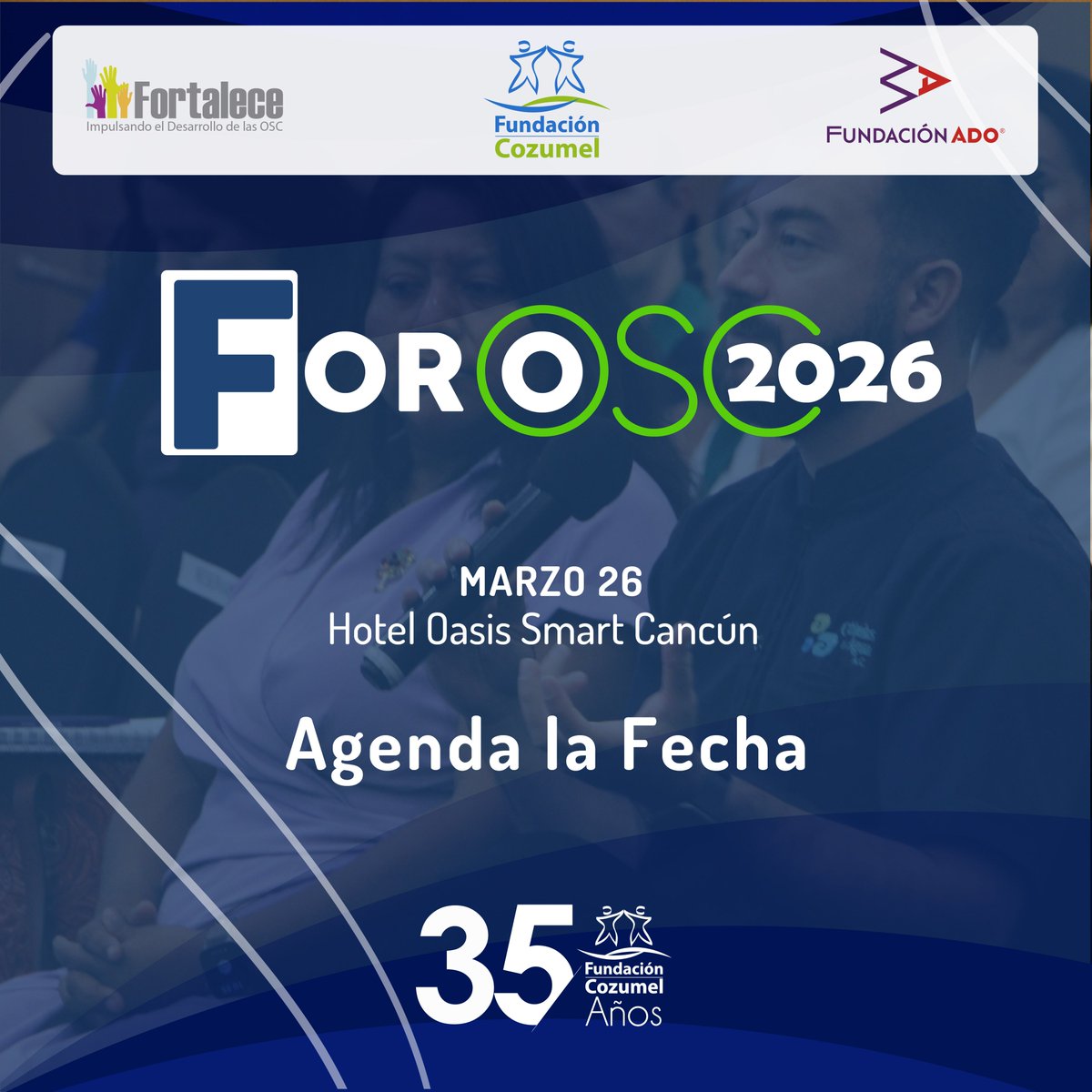 FortaleceOSC's tweet photo. Atención OSC de #QuintanaRoo.
Agenda la fecha, ya viene el @Foro OSC 2026 dirigido a Organizaciones Civiles. Un evento inspirado para actualizarnos, articularnos, conectar y profesionalizarnos para el impacto social. Pronto abrimos inscripciones... https://t.co/IZzPrFDE5h