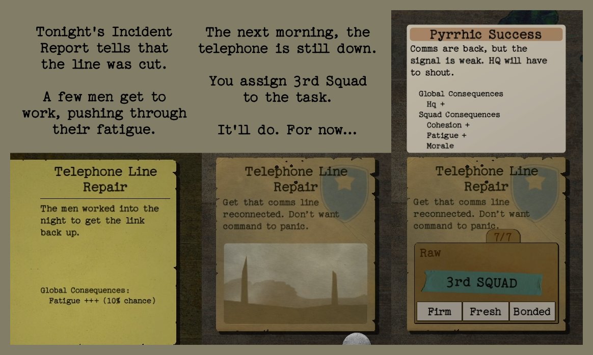 Some events trigger tomorrow's missions. And still, sometimes it isn't enough.

Acceptable Losses Demo on Steam
store.steampowered.com/app/3884200/

#gamedev #indiegame #wargame #godot