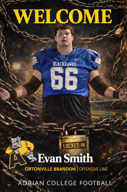 AdrianCollegeFB's tweet photo. Welcome to the Bulldog Family, @EvanSmith6966 

#GDTBAB
#First25 https://t.co/7Vy1MXL3vu