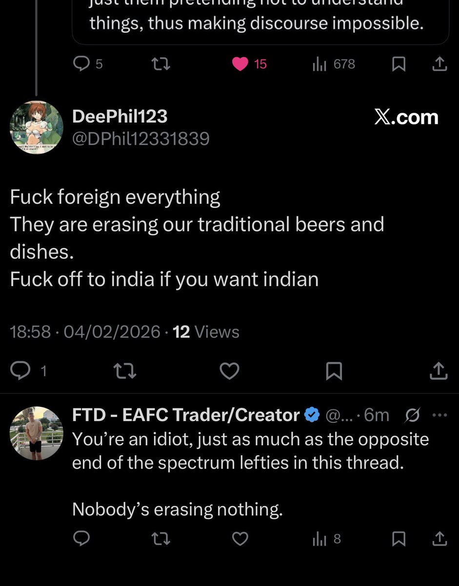 FTD_Media_acc's tweet photo. @samcro_AM @fut_trader_D @AndyRejoinEU @reformparty_uk Block me then, all because you’re losing an argument… child.

This whole comment is a contradiction, based on deception, but you don’t know what those words mean.

Ever wondered why I’m arguing with both you (far left) and this idiot? You don’t realise how far gone you are. https://t.co/WowDOi5CB4