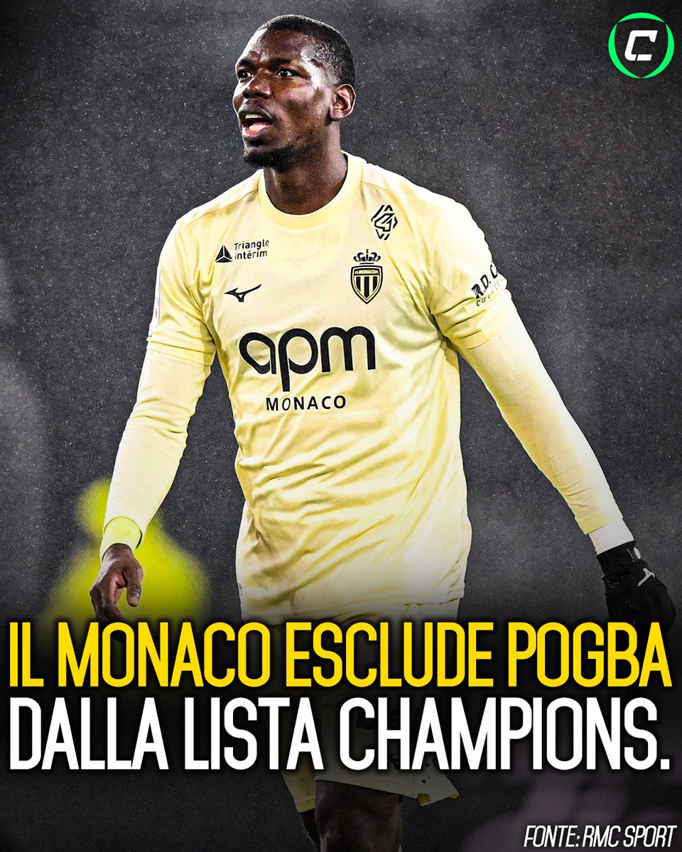 CronacheTweet's tweet image. Altre brutte notizie per Paul #Pogba: il suo recupero dall’infortunio al polpaccio sembra ancora lontano e il #Monaco ha deciso di non inserirlo nella lista dei possibili convocati per i prossimi impegni di Champions League ❌

Il francese in stagione è sceso in campo soltanto