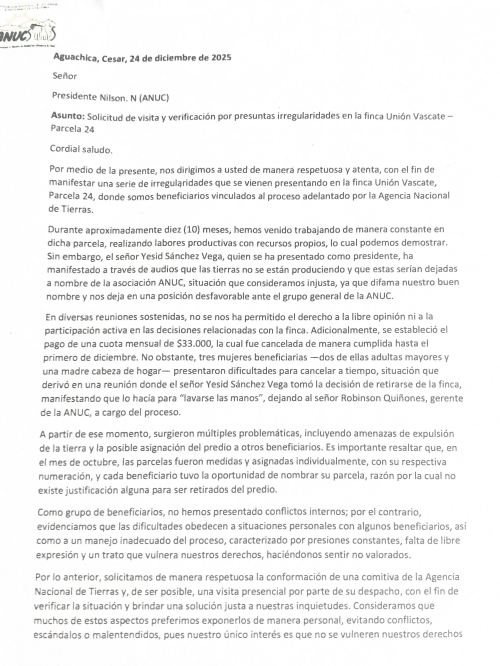 <a href="/AgenciaTierras/">Agencia Nacional de Tierras</a> <a href="/harmanfelipe/">Harman Felipe</a> <a href="/MinAgricultura/">Min. de Agricultura</a> <a href="/MCarvajalinoV/">Martha Carvajalino</a> y a esta denuncia que? ya está puesta en el correo de la agencia