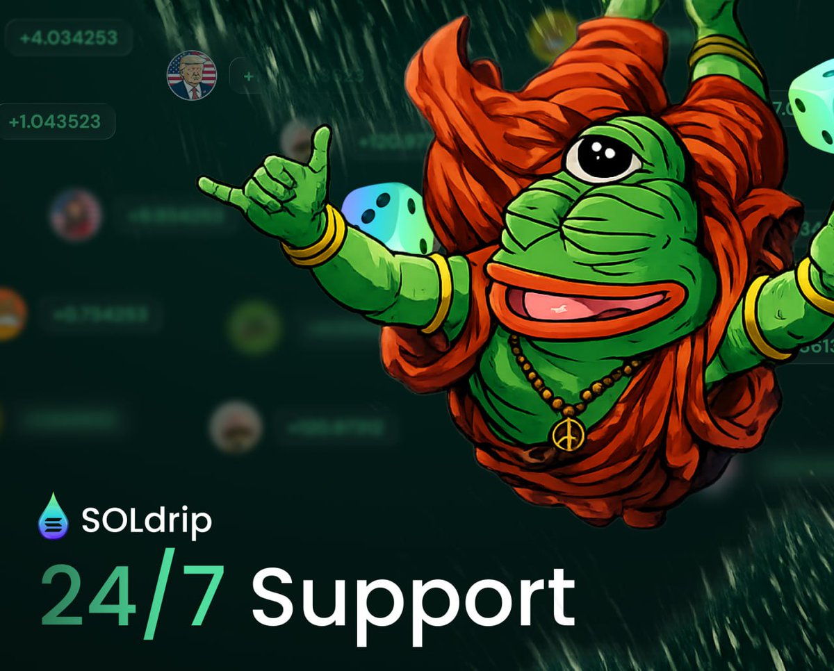 Soldrip_io's tweet photo. Our SOLdrip_Managers is always online 24/7 👏

Got questions on:

- $SOL Deposits/withdrawals
 -Packages/BOOSTs
- Referrals

Hit DM for quick, helpful responses