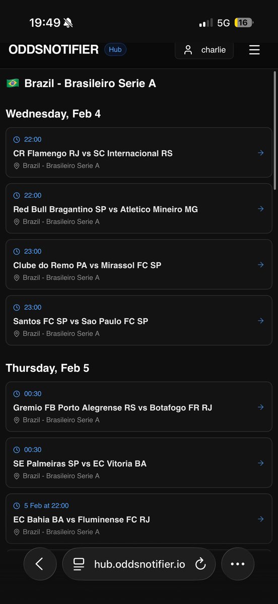 OddsNotifierHUB's tweet image. Today's Brazilian Classic is Santos vs São Paulo 🇧🇷

Great matches in the Brazilian Championship tonight! 🇧🇷⚽

Track ALL the odds movements for tonight's games in one place ⬇️ 

hub.oddsnotifier.io/football/brazi…

Get deeper insights with OddsNotifier, for FREE 📊