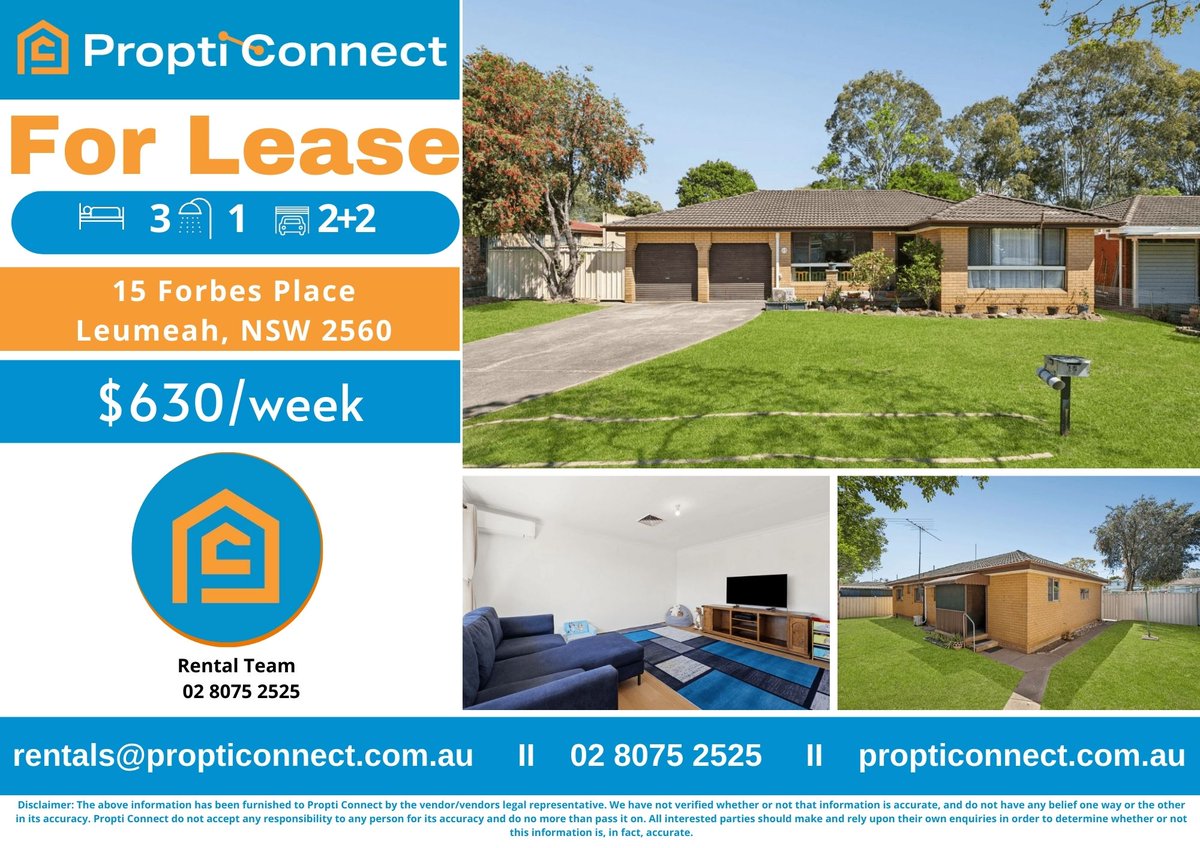 mrprajwal2000's tweet photo. Check out this fantastic 3-bedroom home in Leumeah! 🏠 
Featuring a spacious sunroom, secure double garage, and a family-friendly layout, it’s perfect for comfortable living.
Don’t miss out—see the full details here : https://t.co/eYZ4O33zt9 
#AustralRealEstate #Rental https://t.co/Ce3nCLGcbg