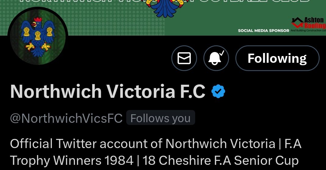Aup <a href="/NorthwichVicsFC/">Northwich Victoria F.C</a> that's a lovely blue tick, must have some brilliant sponsors 💚