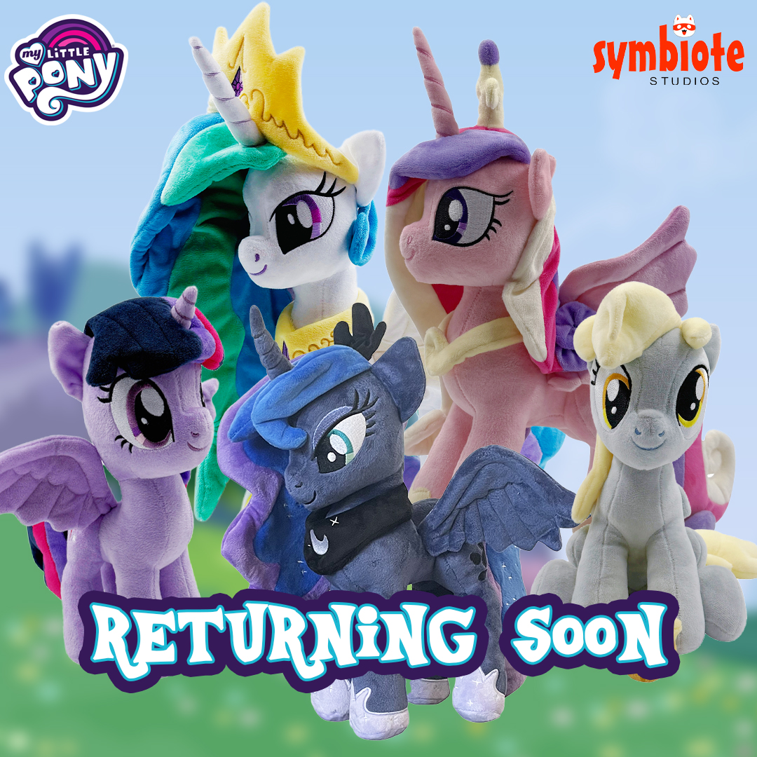My Little Pony fans, thank you for your patience as we work hard to get our most popular plush toys back in stock! All of the My Little Pony plushes seen here and many more will be back on sale next month. ♥️