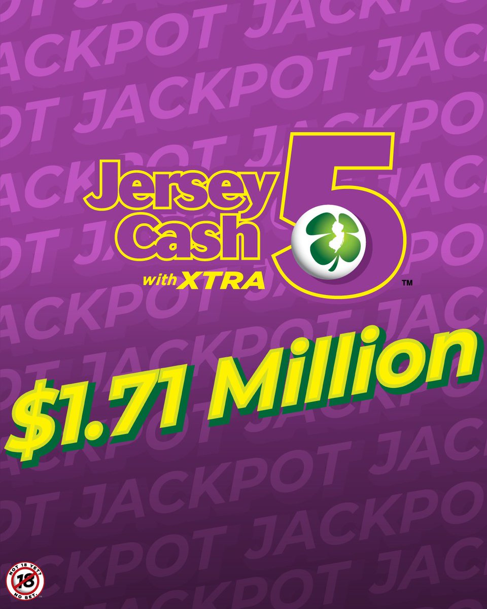 NJLottery's tweet photo. #JC5 grows and grows!! The jackpot for tonight’s (2/4) drawing has grown to $1.71 Million! Dream big! What would you buy with that amount of cash? 🤑 For Jersey Cash 5 game odds, visit https://t.co/4ISh0oxc6H. https://t.co/luPrOMjy28