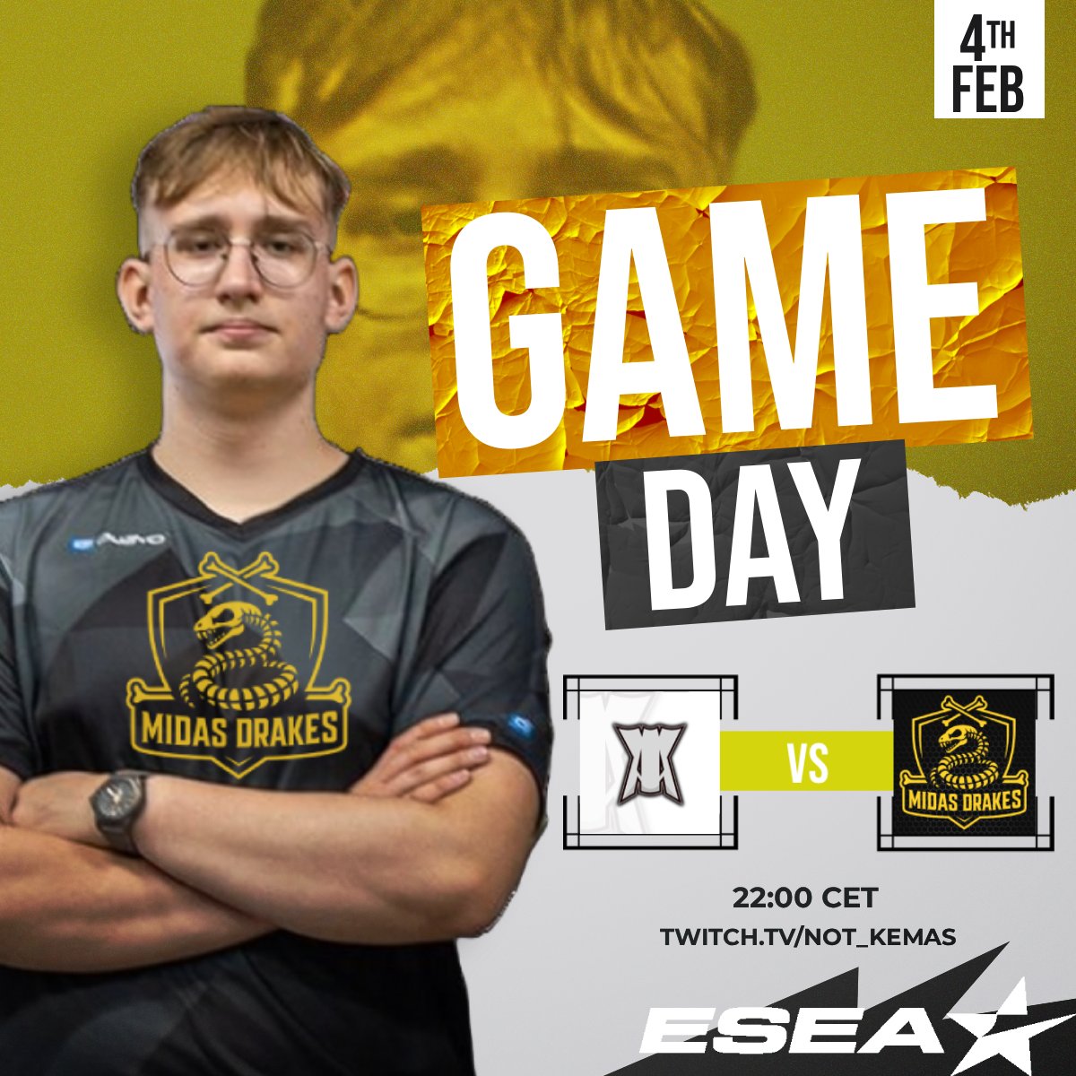 Today we are taking on <a href="/eSportsVAY/">VAY eSports</a> in <a href="/ESEA/">ESEA League</a> intermediate s56    

⏰22:00 CET 
📷twitch.tv/not_kemas   

Hope to see you on the stream!    

#Drakes4TheWin