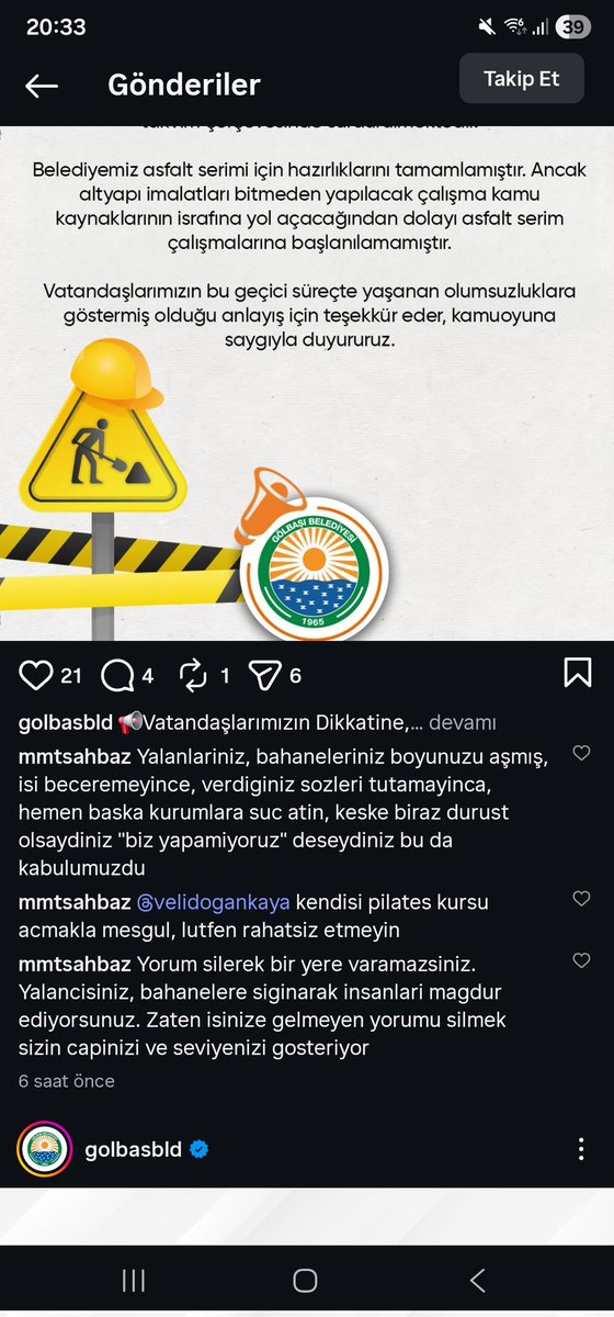 mhmtsahbaz's tweet photo. @maykinsaat Birkac saat once malum belediye sosyal medya hesaplarindan sorumluluktan kacmasinin kaniti olacak aciklamayi yapti. Ekran goruntusundeki yorumlari yazdigim icin kendileri tarafindan engellendim. Halka hizmetten anladiklari bu sanirim, insanlari bloklayip sorunlari örtbas etmek https://t.co/xTV7aT7XPB