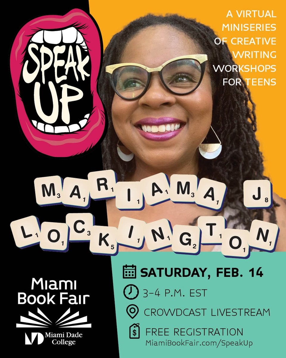 MiamiBookFair's tweet photo. Three Saturdays. Three writers. Infinite stories. 📚

Join Speak Up, a FREE teen (13–19) virtual writing series this February. Explore joy, language, and perspective with award-winning authors.

Sign up through the link in our bio💙 https://t.co/oKFMNB9Uma