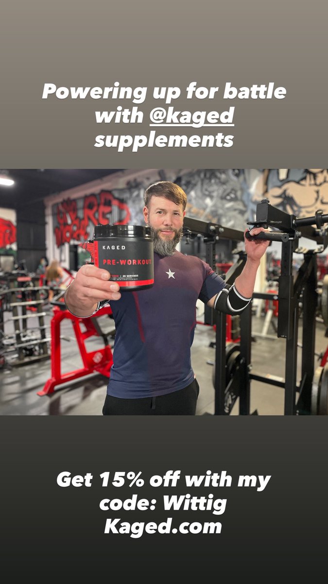 Powering up for battle with <a href="/_Kaged/">Kaged</a> supplements. Get 15% off kaged.com with my code: Wittig