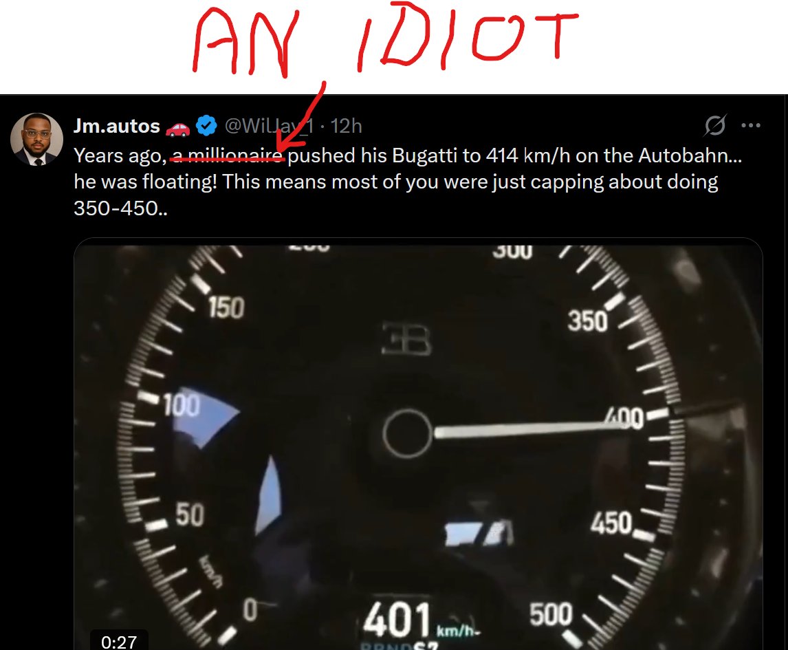Spread_no_BS's tweet photo. @WilJay_1 There, I fixed it for you:

Who ever can afford such a car surely can afford to rent time on a race track.

Physics does not care about your bank account. If you think you can risk the lifes of others for fun - get off this planet, scumbag. https://t.co/WZgfHuvFAQ