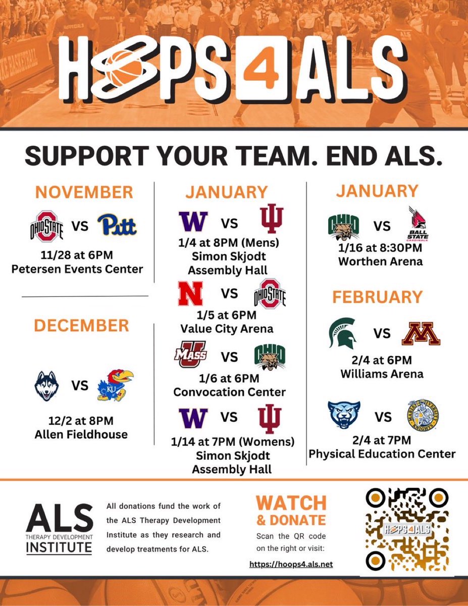MarianMensBBall's tweet photo. Extremely honored to participate in this special initiative. ⁦@hoops4als⁩ has included tonight’s game on their national schedule. Bring a friend, see you tonight. Come support and END ALS. ⚔️🏀 https://t.co/RG8P245BaI