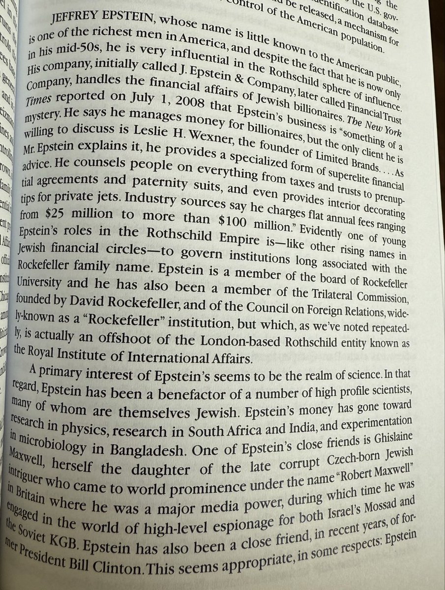 This description of Jeffrey Epstein was written in 2009…

“Epstein is a member of the “Trilateral commission” founded by David Rockefeller… widely known as a Rockefeller institution but is really an offshoot of the Rothschild entity “Royal institute of international affairs.”