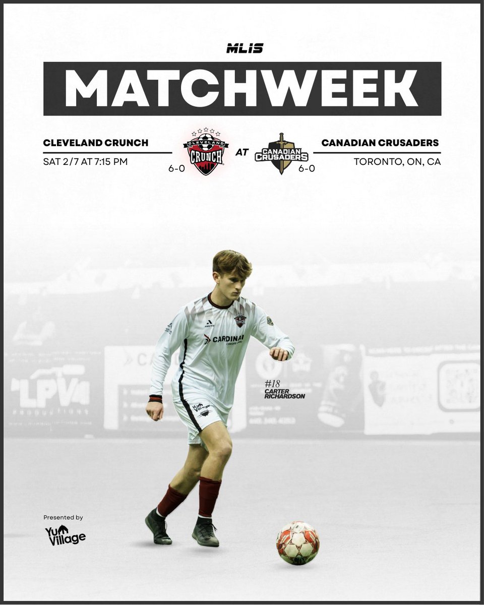 The battle of the undefeated takes place north of the border this weekend as we take on the Canadian Crusaders 🔥

Presented by <a href="/YumVillageCLE/">YumVillage Cleveland</a> 

🕖 7:15pm EST
🆚 Canadian Crusaders (Toronto)
🏟 Scarborough Soccer Centre
🎟 Free Admission
📸 Kim Karbon Photography

#CrunchTime