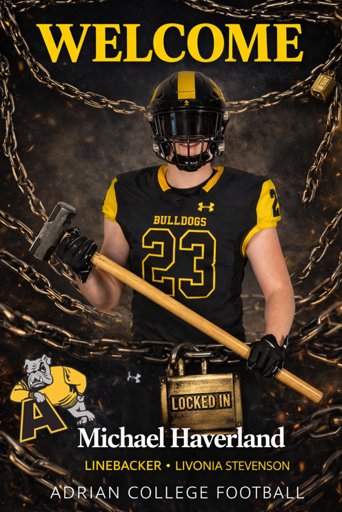 AdrianCollegeFB's tweet photo. Welcome to the Bulldog Family, @MHaverland_23 

#GDTBAB 
#First25 https://t.co/AtEoXNiQ4g
