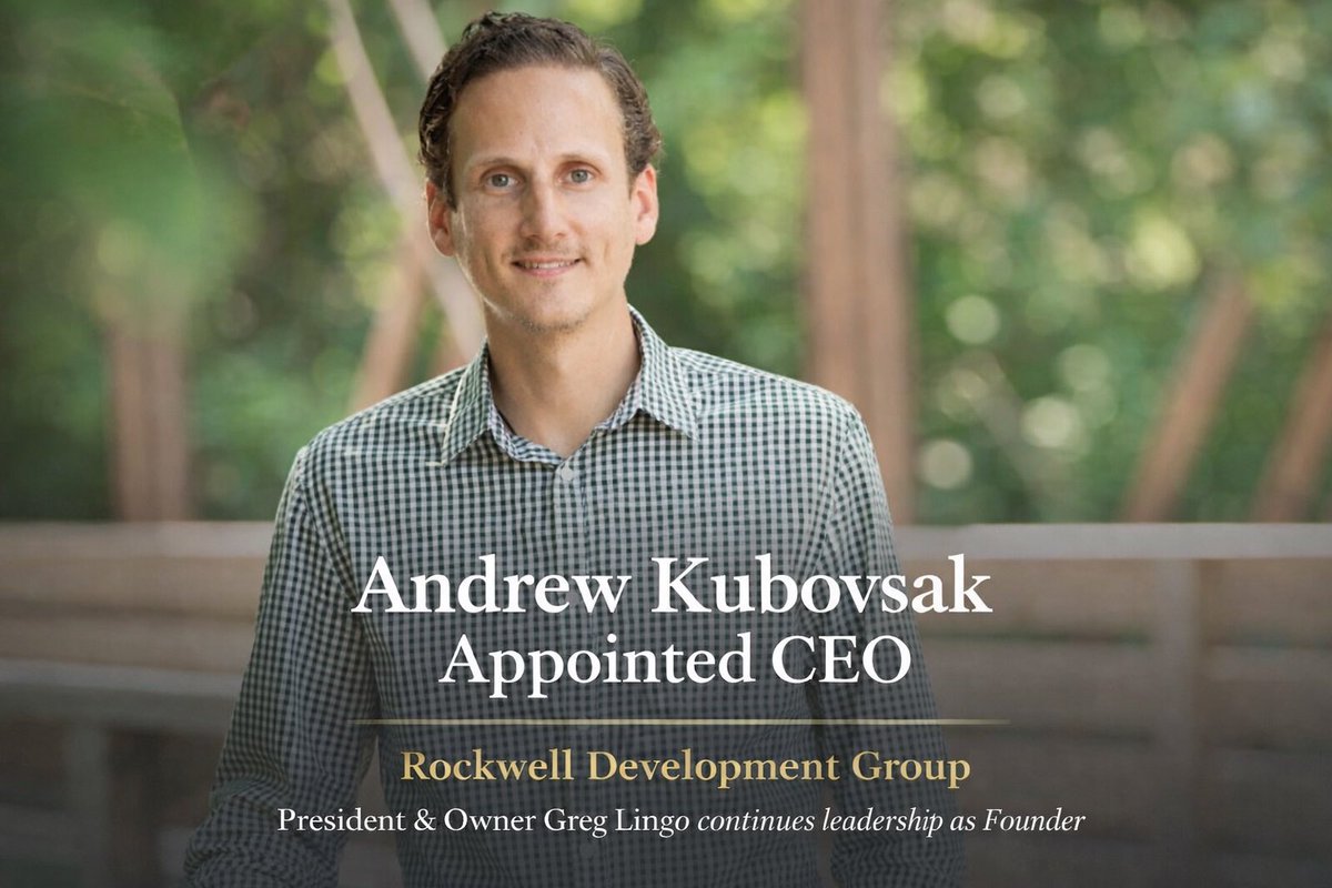 Rockwell_Custom's tweet photo. Leadership update at Rockwell Development Group.

Andrew Kubovsak has been appointed CEO, supporting the continued growth and direction of the company.

Greg Lingo remains President &amp; Founder.

#Leadership #RealEstateDevelopment https://t.co/bAD9kNKcCJ