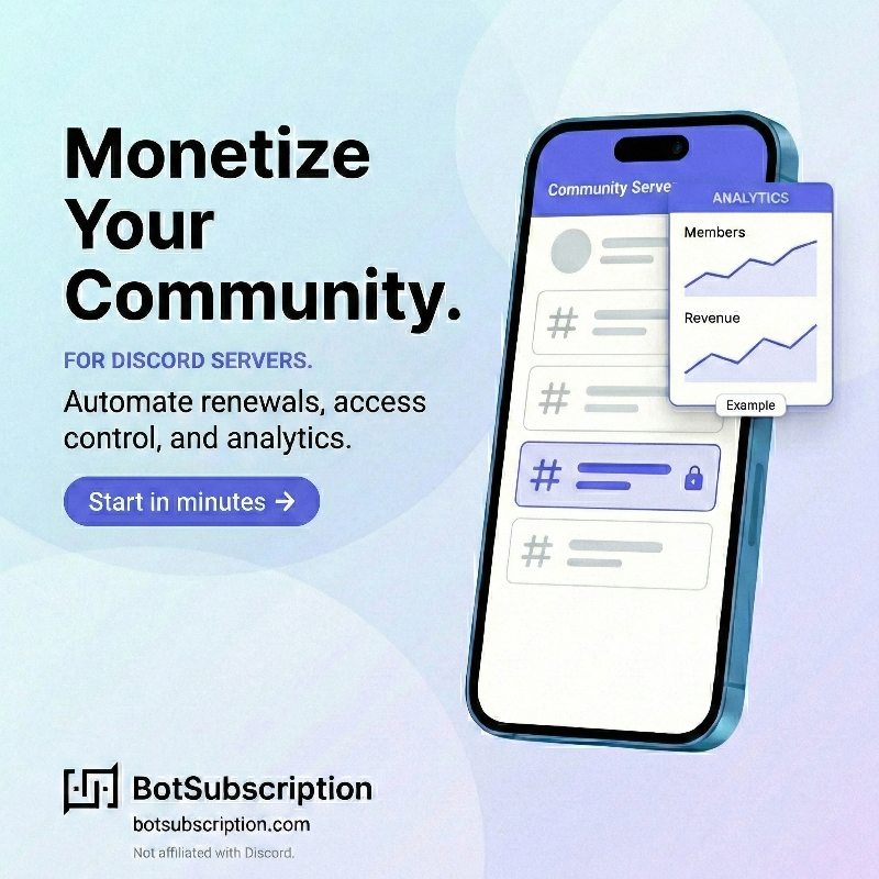 BotSubHQ's tweet photo. Monetize your Discord server without manual role management.
Automated renewals + access control, plus native support tickets.
Train an AI agent on your FAQs to answer common questions and reply to tickets.
Start in minutes. No code.