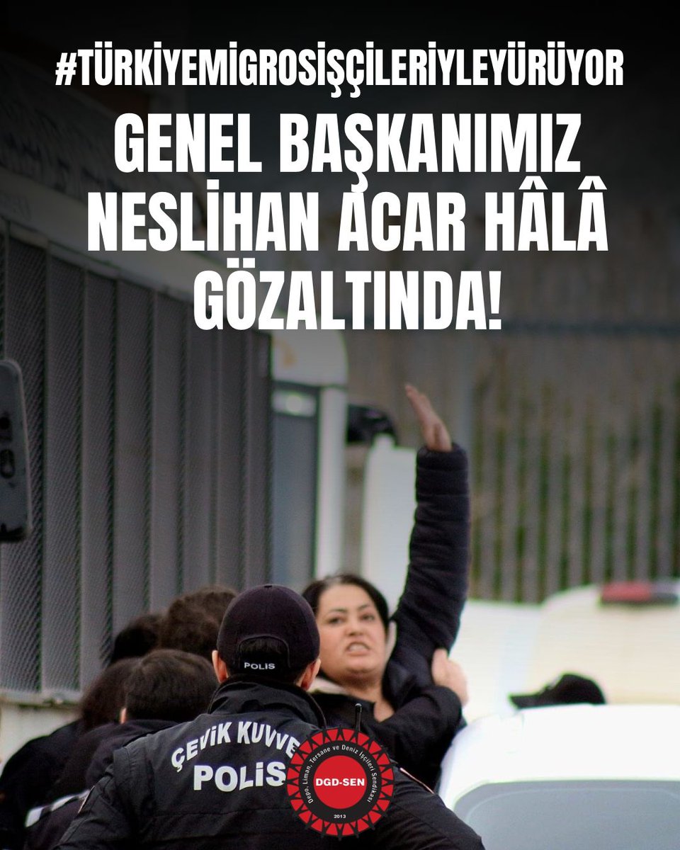 Genel Başkanımız Neslihan Acar hâlâ GÖZALTINDA!

Neslihan Acar derhal serbest bırakılsın!

#TürkiyeMigrosİşçileriyleYürüyor
#MigrosİşçisindenTarafım