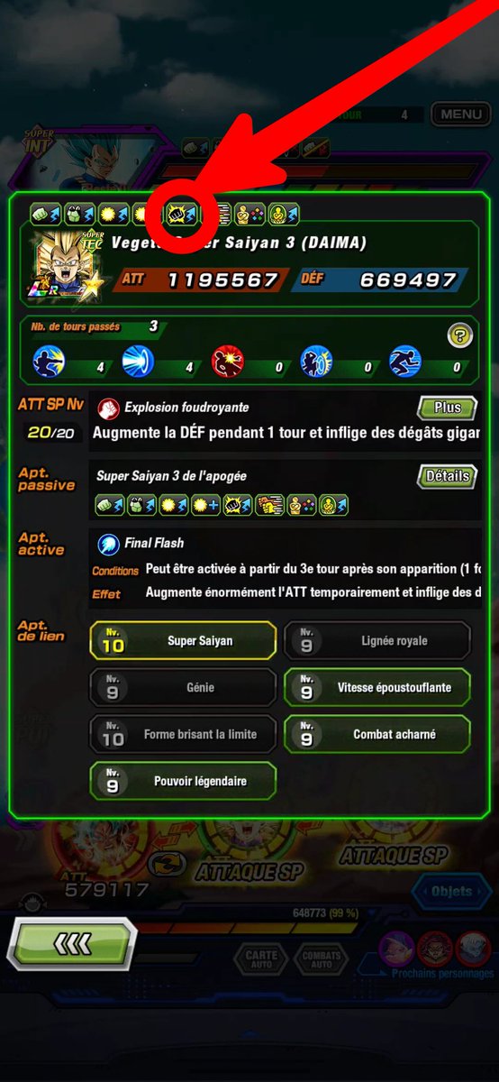 Exceedios1's tweet photo. @dokkan_global [Earth-Shattering Climax] Super Saiyan 3 Vegeta (DAIMA) Passive Skill doesn't work properly : his critical hit support can't be activated every turn even if the conditions are met. Either the current effect or the skill description is incorrect. Please investigate.#DokkanBattle https://t.co/cvuV9asM11