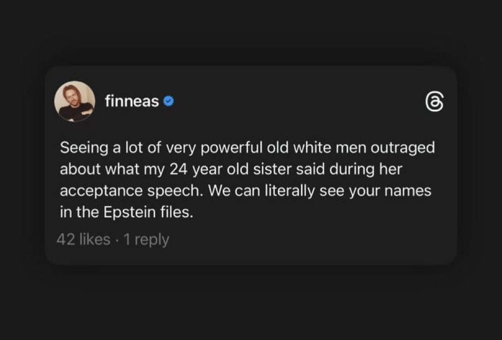 BillieSociety's tweet photo. Finneas via threads ❤️ https://t.co/twETPL5RhI