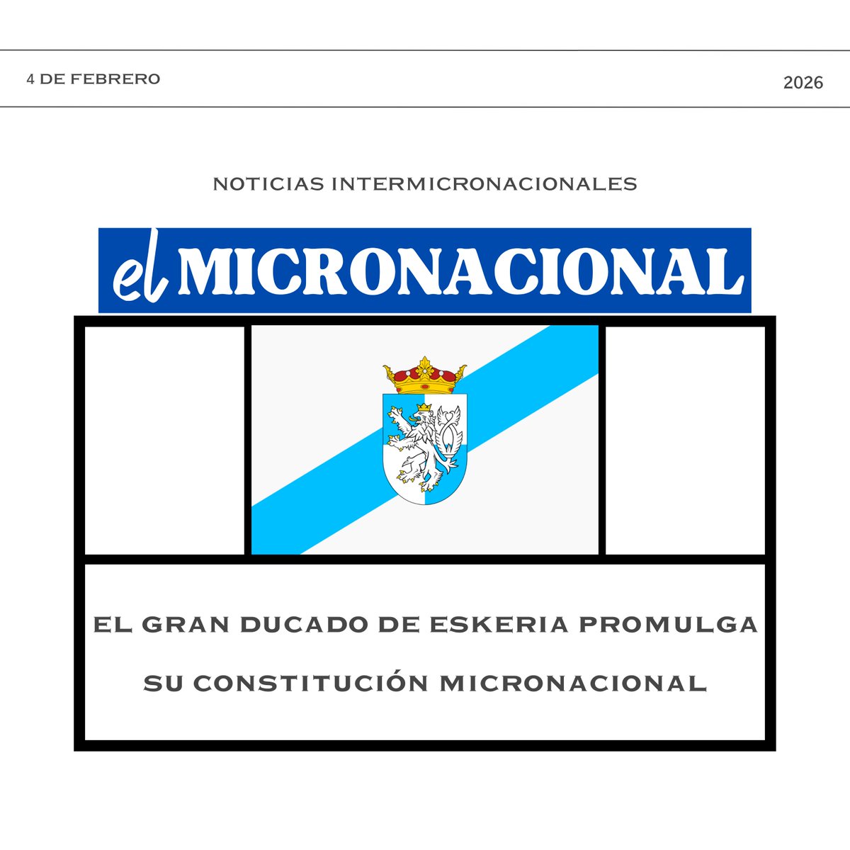 MicroAsuntos's tweet photo. El Gran Ducado de Eskeria promulga su Constitución Micronacional
https://t.co/t51HuUatyt https://t.co/LnXbmfBTKf