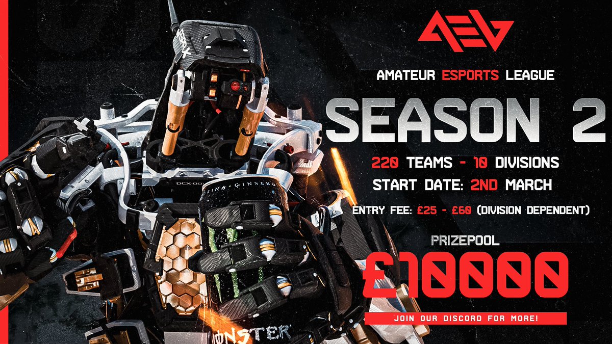 - AEL BO7 Season 2 - 

💰Prize Pool: £10,000+ 
📅Start Date: March 2nd
💷Entry Fee: £25-60 (Division dependant)

⬇️Sign up below⬇️