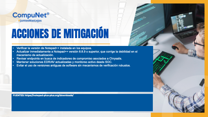 CompunetChile's tweet photo. 🚨 Alerta de Ciberseguridad | CompuNet
Nuestro SOC detectó un compromiso de la cadena de suministro que afectó a Notepad++, donde una actualización maliciosa fue distribuida a usuarios específicos durante 2025.

No es si serás atacado, es cuándo.
#Ciberseguridad #SOC https://t.co/cPO7Fl8SIf