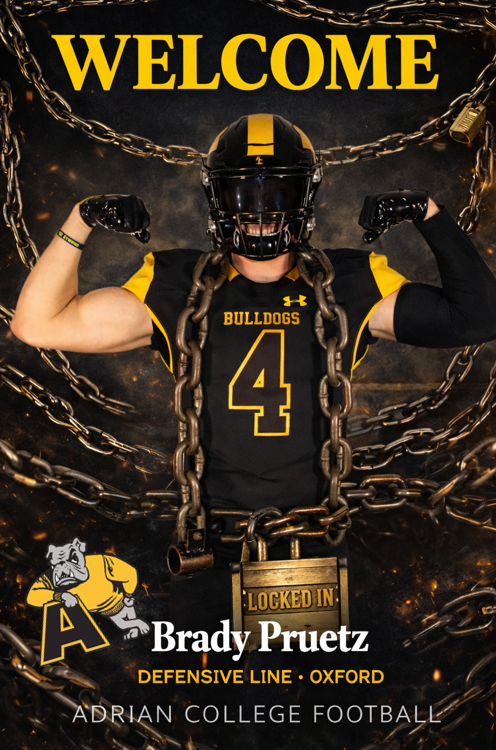 AdrianCollegeFB's tweet photo. Welcome to the Bulldog Family, @BradyPruetz4 

#GDTBAB 
#First25 https://t.co/UxN3Ewmos4