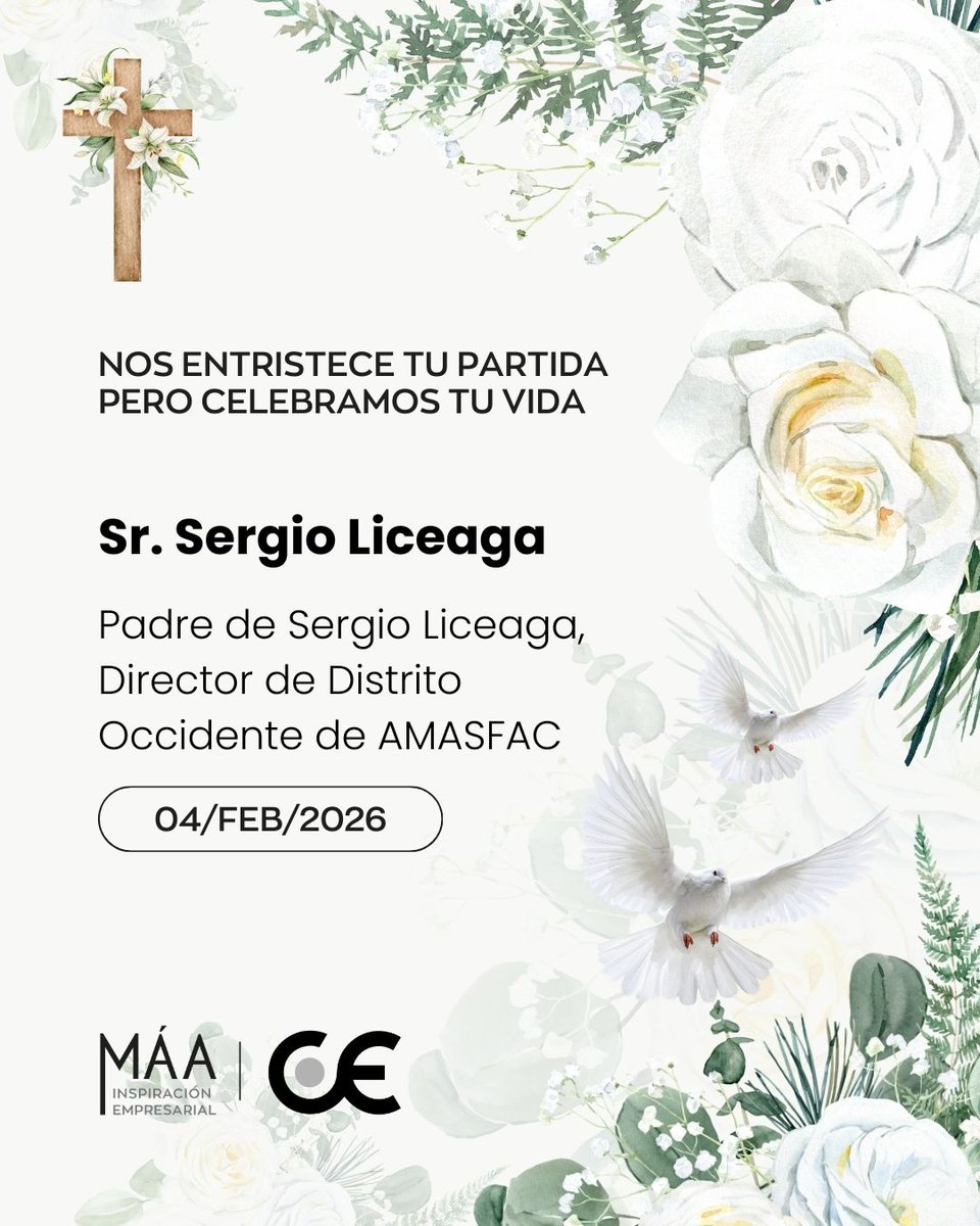 Nos entristece tu partida pero celebramos tu vida🌟

SR. SERGIO LICEAGA 
04/FEB/2026 🌳🤍
