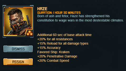 STATS for the "HAZE" rogue crew that is available in CONQUEST.